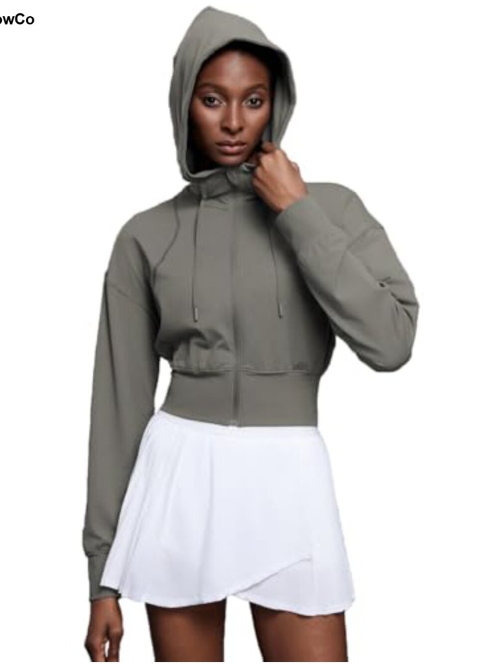 Women's Cropped Zip Up Hoodie Nylon Spandex Lightweight Workout Jacket